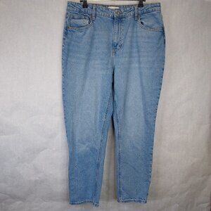 H&M Barrel Leg Jeans Women 14 Mom Slim Fit Jeans High Waist Ankle Med Denim Wash